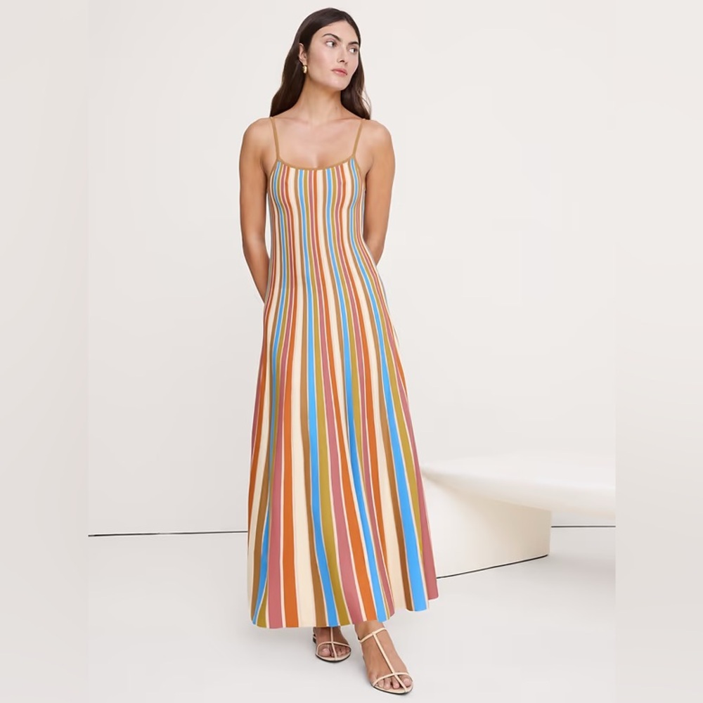 NEW! Banana Republic Rainbow Vertical Stripe Sculpted Stripe Maxi Dress - Medium